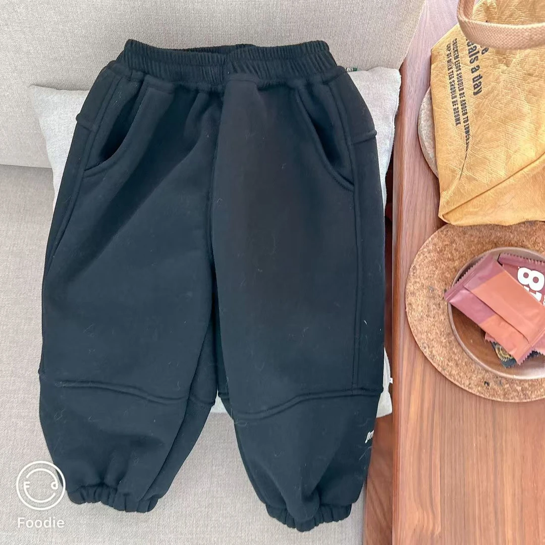 【JMJQ 201183】深秋冬中小童百搭立体剪裁一体绒防寒保暖长裤