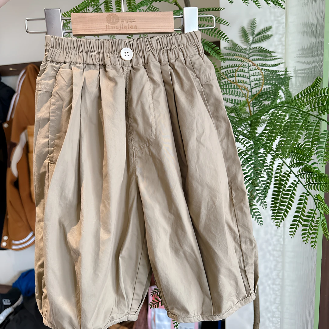 【JMJQ 20707】 夏季中小童韩版百搭过膝七分裤宽松净色中裤夏款