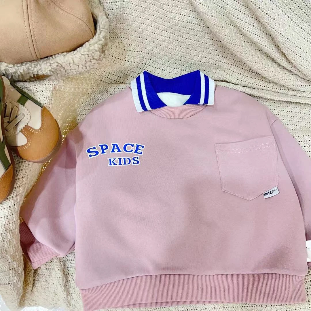 【断码处理 231053】秋冬韩版加绒加厚扁机领polo卫衣