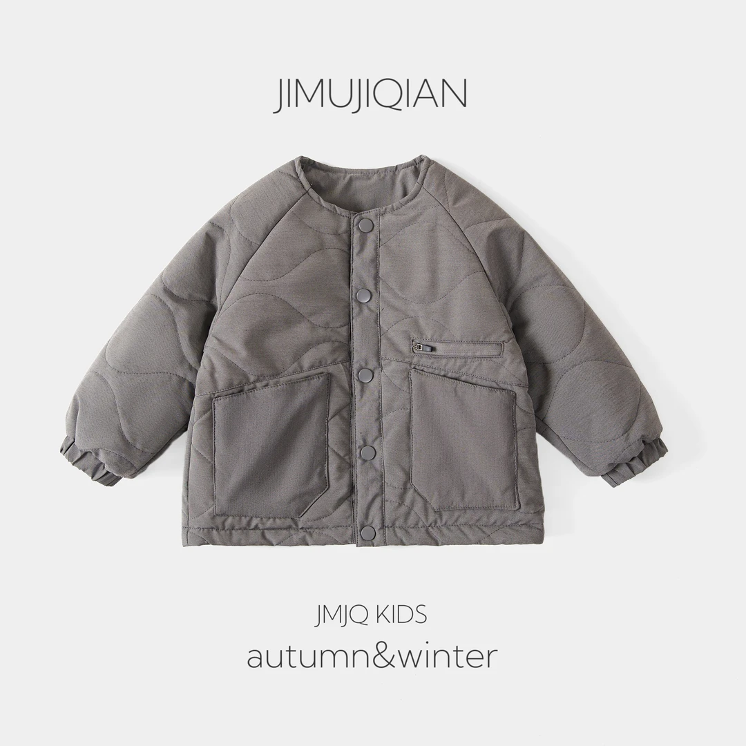 【JMJQ 20979】秋冬季儿童休闲保暖加厚葫芦绗棉御寒贴袋无领外套