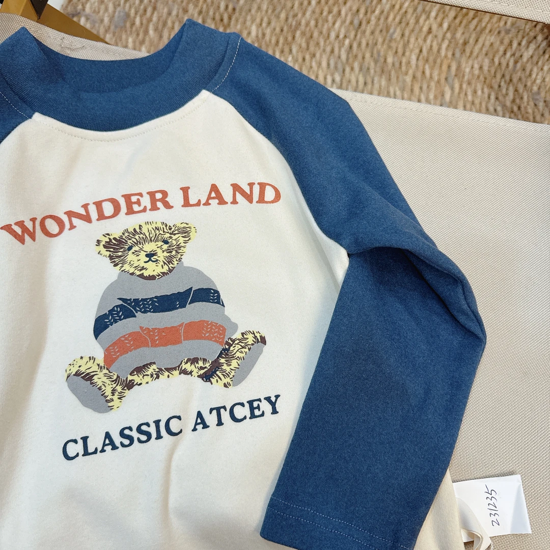 【JMJQ 201380】秋冬季时尚小熊印花圆领贴身自发热插肩袖打底长袖