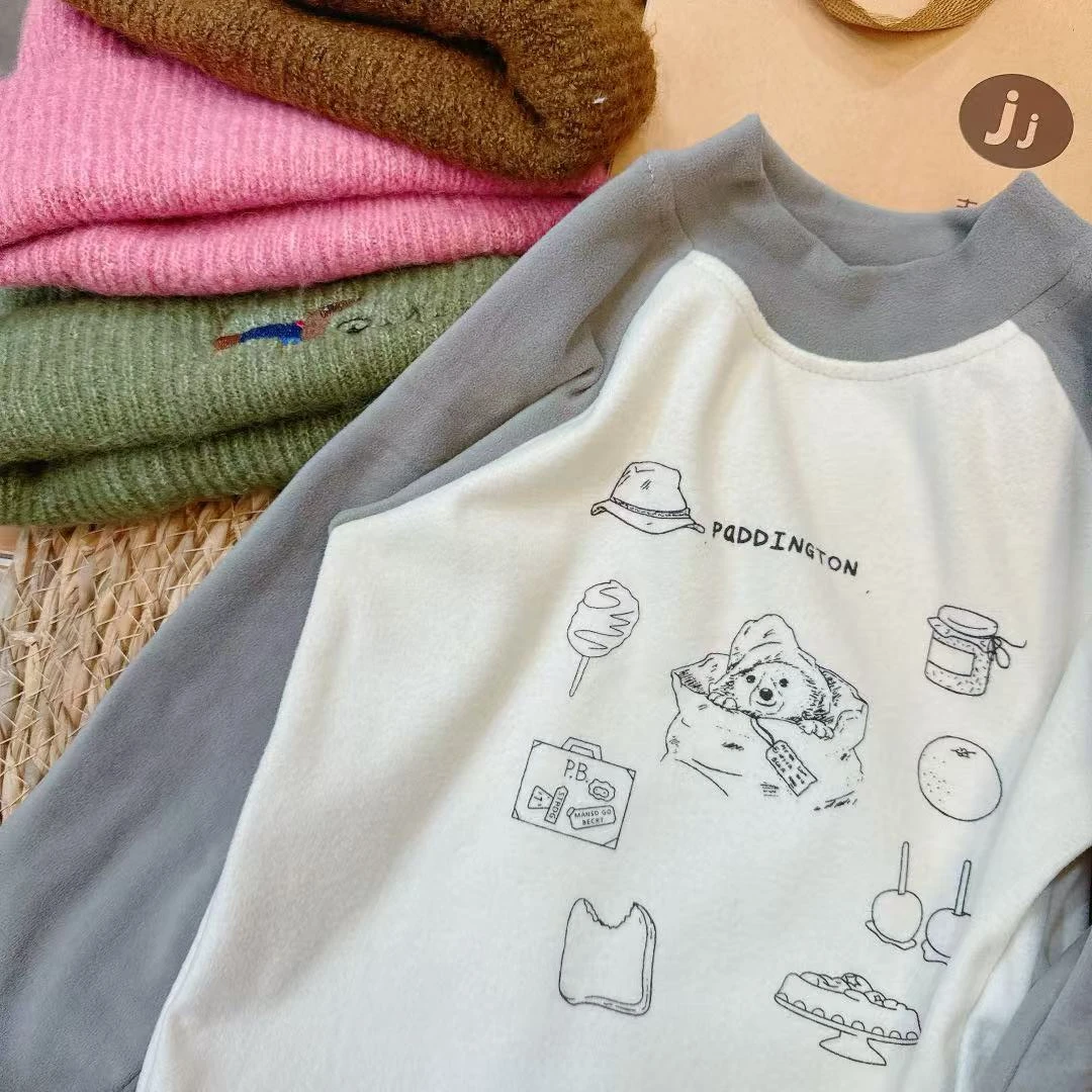 【JMJQ 201315】秋冬季时尚卡通印花圆领贴身自发热插肩袖打底长袖