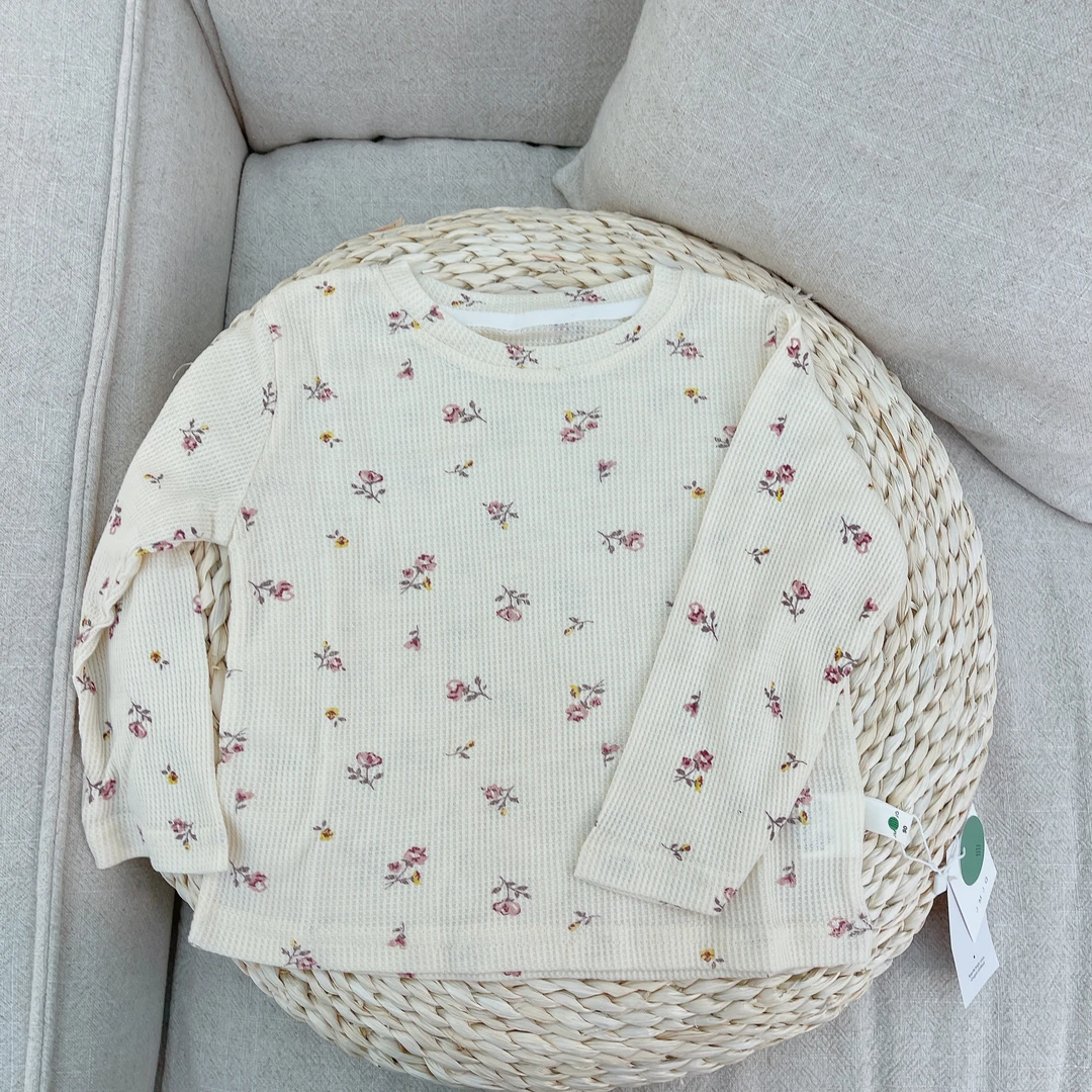 【断码处理 22372】春秋中小童韩版亲肤印花提花格子长袖打底衫