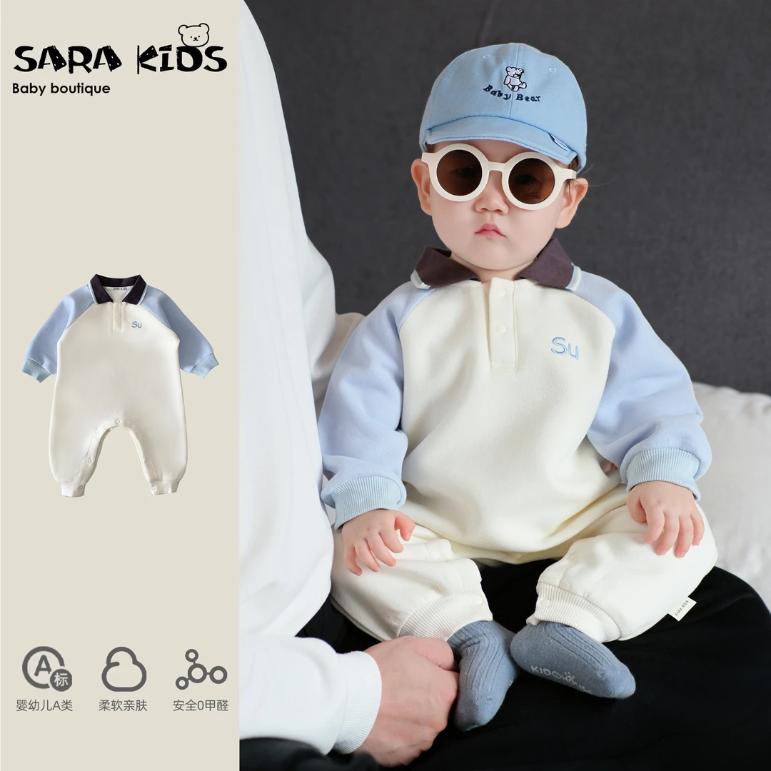 【月下山茶花】婴儿衣服春季连体春装POLO韩系超萌SK2956