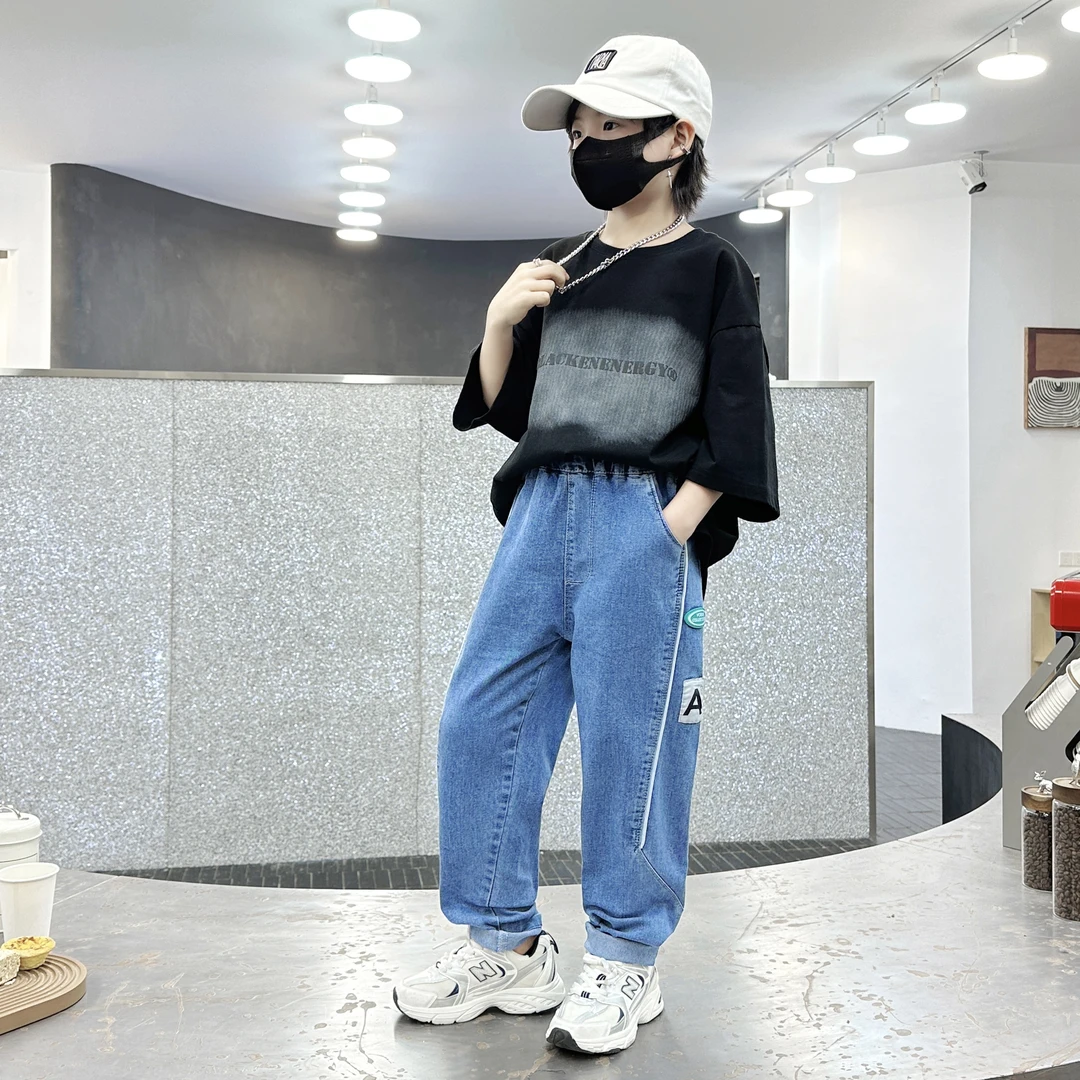 儿童牛仔裤春秋童装2024新款男童春装长裤洋气中大童韩版炸街裤子