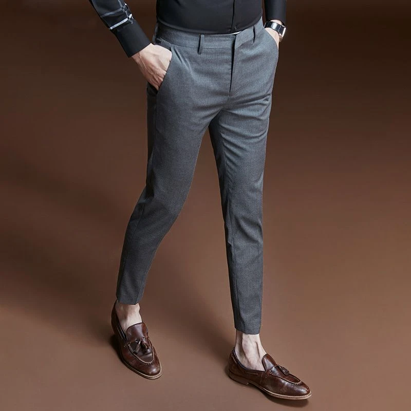 小脚裤韩版修身九分裤男士休闲裤舒适色夏季裤子英伦薄款西装裤