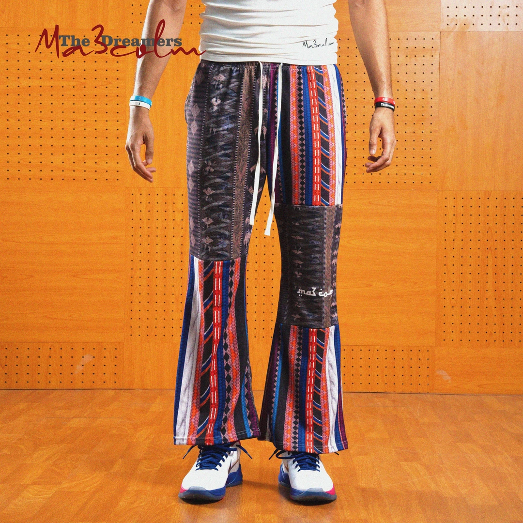 Ma3colm追梦系列拼接2.0微喇花纹训练春秋款民族风休闲长裤卡米然