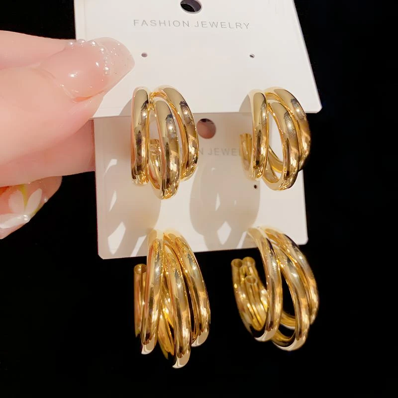 铜合金耳饰 大嫂同款简约百搭时尚高级感耳环小众设计耳圈耳饰