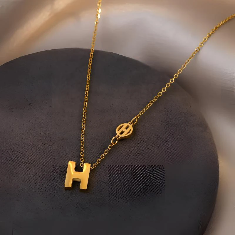 钛钢项链 不掉色【B41】简约时尚H字母项链ins设计感洗澡免摘百搭