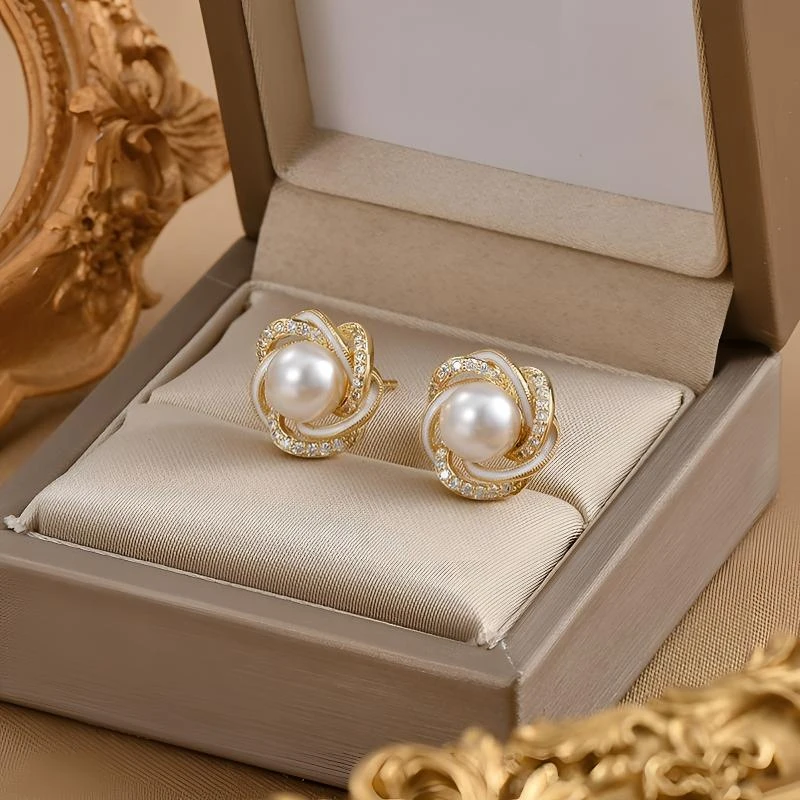 铜合金仿珍珠耳饰 925银针-A12-轻奢高级感法式优雅时尚百搭耳钉