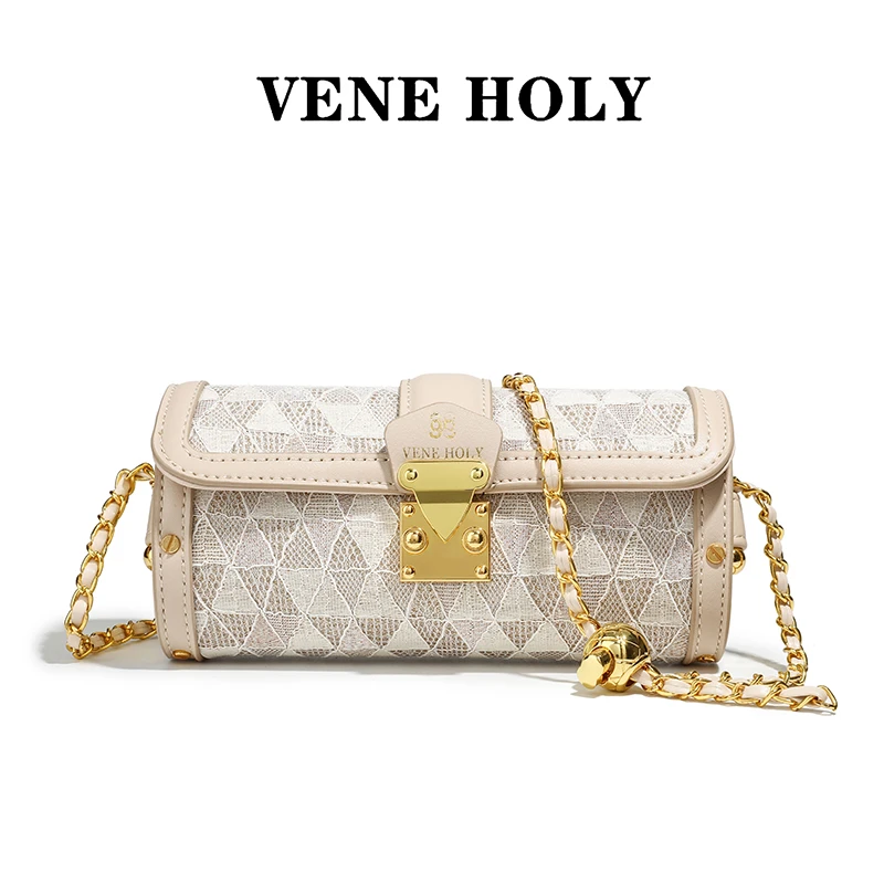 VENE HOLY新款轻奢夏季菱格链条单肩斜挎包DL413格子