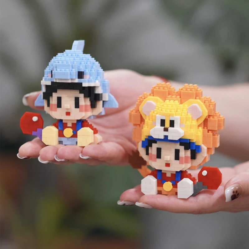 中国积木莎头组合周边乒乓球拍拼装积木儿童益智女生生日礼物创意