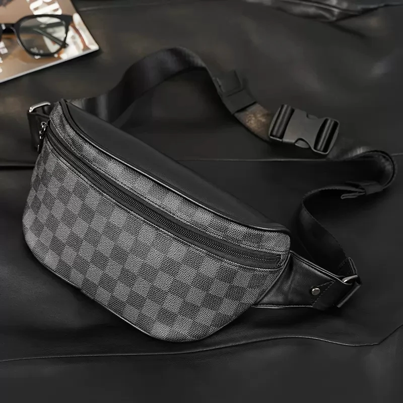 男士牛皮胸包百搭大容量休闲运动真皮腰包真皮潮流时尚单肩小挎包