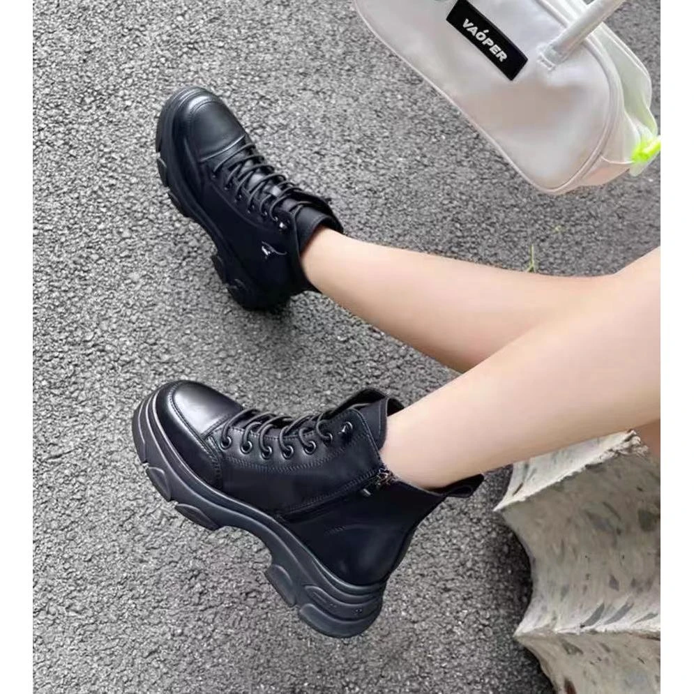 新款女鞋松糕厚底马丁靴百搭显脚小短靴女O8-3715