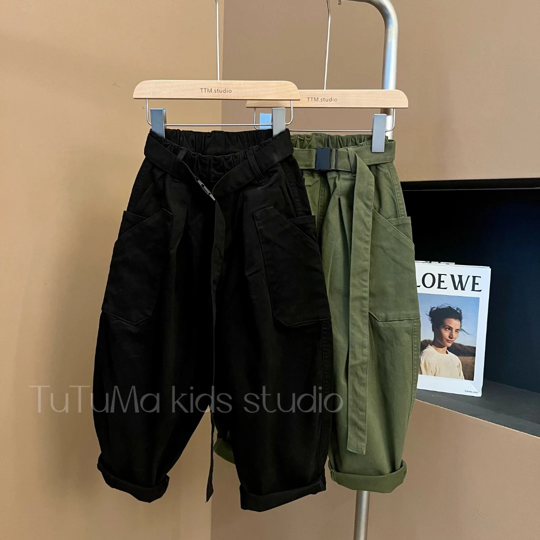 86502潮牌男童炸街工装裤子 秋季宽松个性长裤中大童
