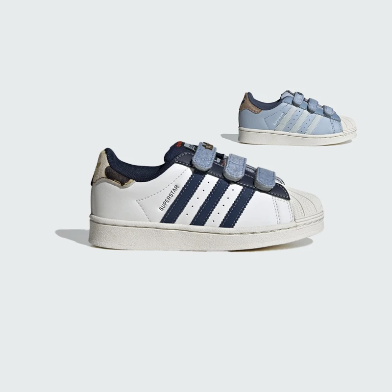 阿迪达斯儿童鞋24春秋新款男女童魔术贴三叶草运动鞋板鞋IH3291