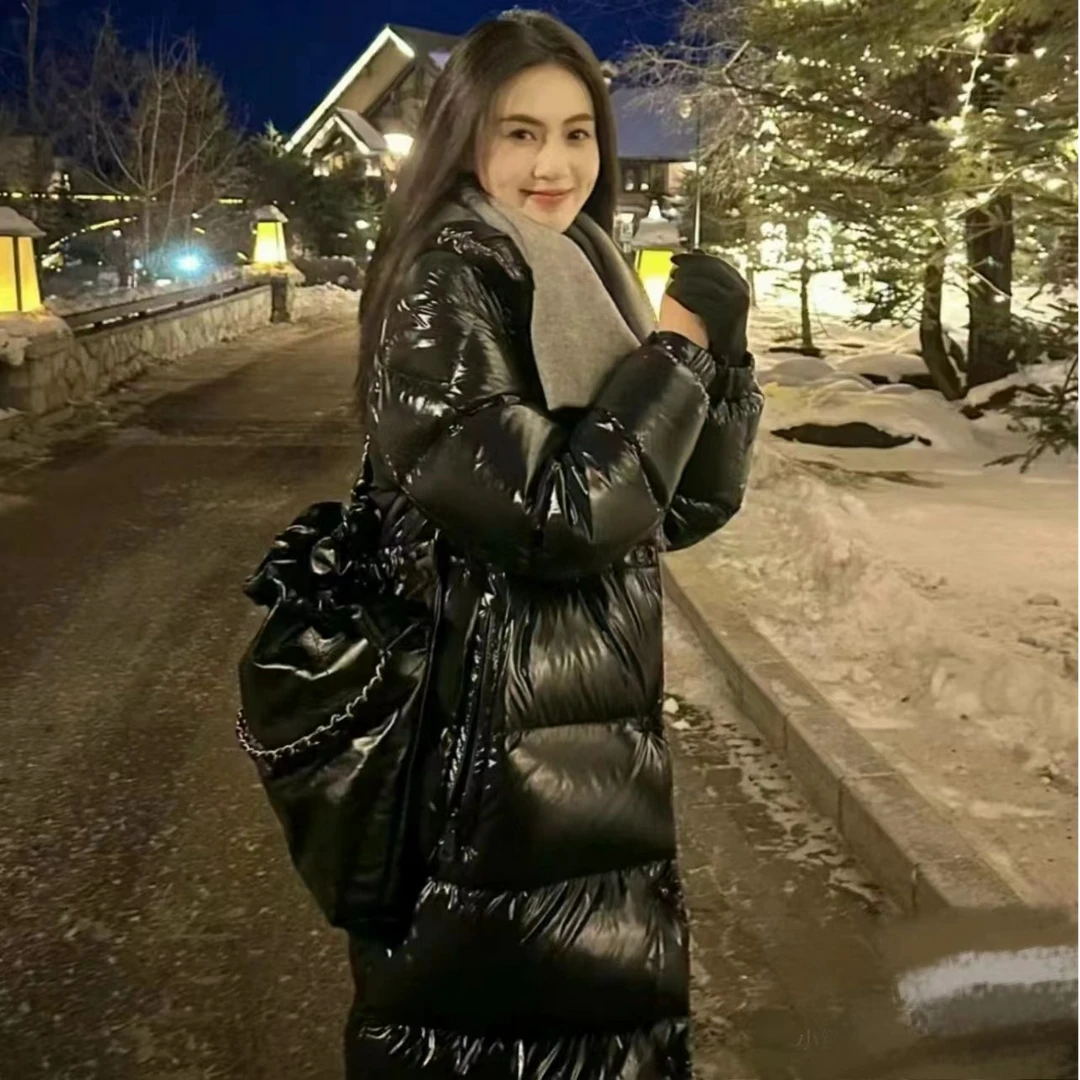 全新未使用 MONCLER MONCLER黑色CAVETTAZ长款羽绒服