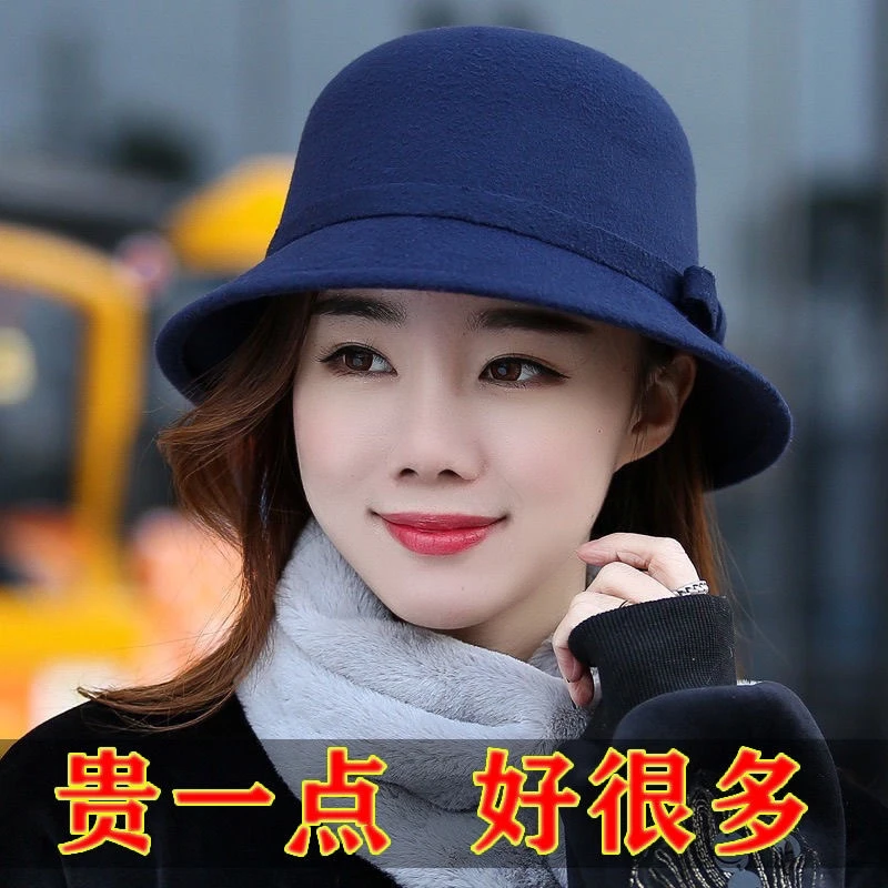 帽子2023年爆款女显脸小女款圆脸适合的毛呢礼帽冬季气质名媛女帽