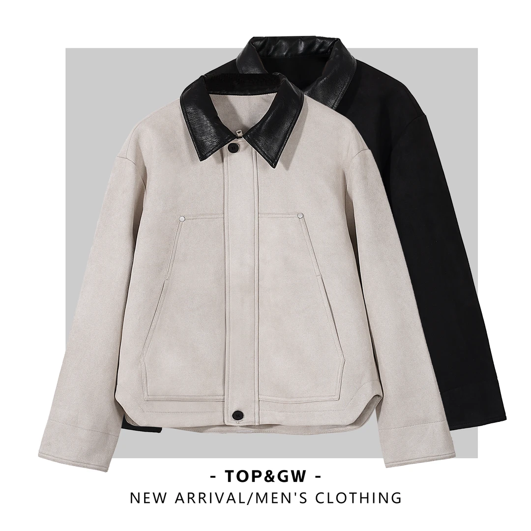 冬季上衣休闲翻领百搭宽松立领加绒秋冬保暖拼接外套C7719