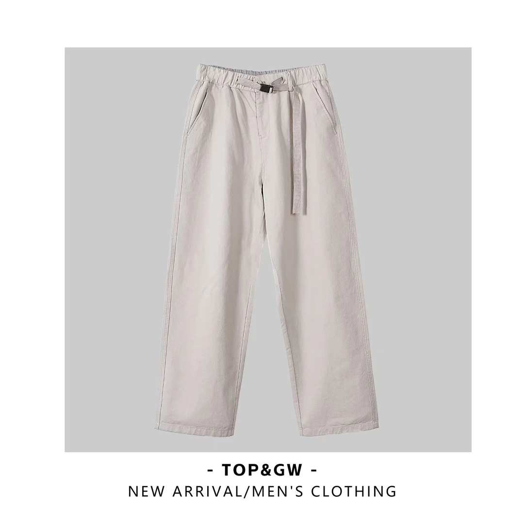 秋季新款纯色宽松垂感复古潮流男士大码直筒潮流百搭休闲裤8818