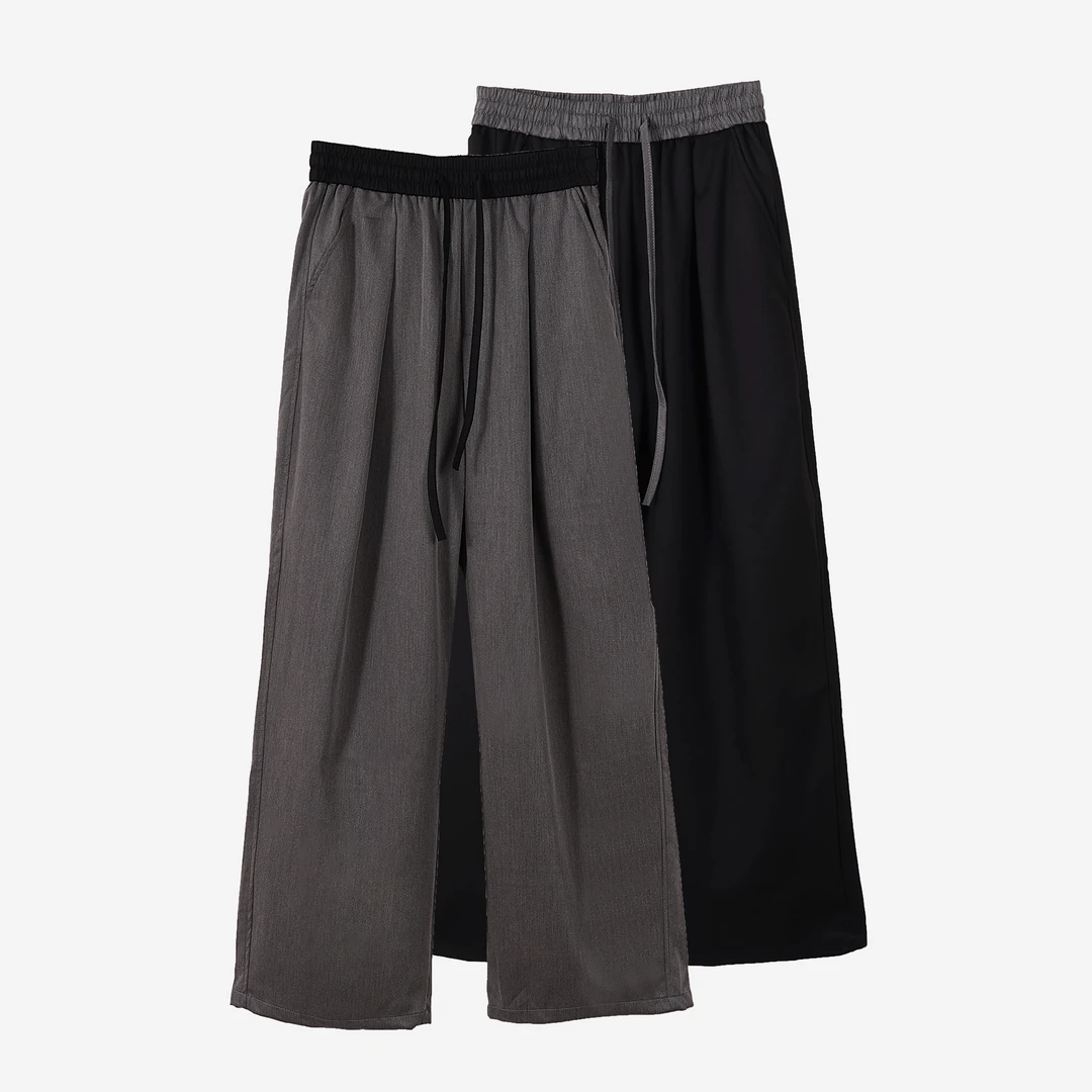 新款秋季百搭时尚舒适垂感宽松简约潮流抽绳宽松高品质西裤8816