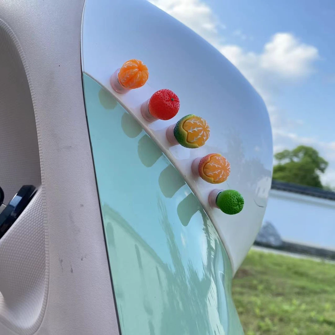 电瓶车配饰水果摆件装饰贴摩托车电动自行车配件小清新旋转橘子贴