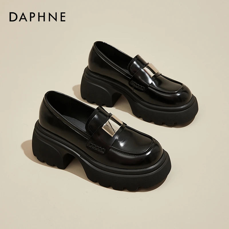 达芙妮小个子厚底乐福鞋女2025新款增高单鞋春季女鞋英伦风小皮鞋