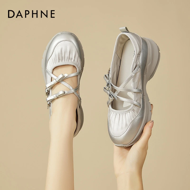 达芙妮银河芭蕾舞鞋女2025新款夏季透气厚底休闲鞋增高玛丽珍单鞋