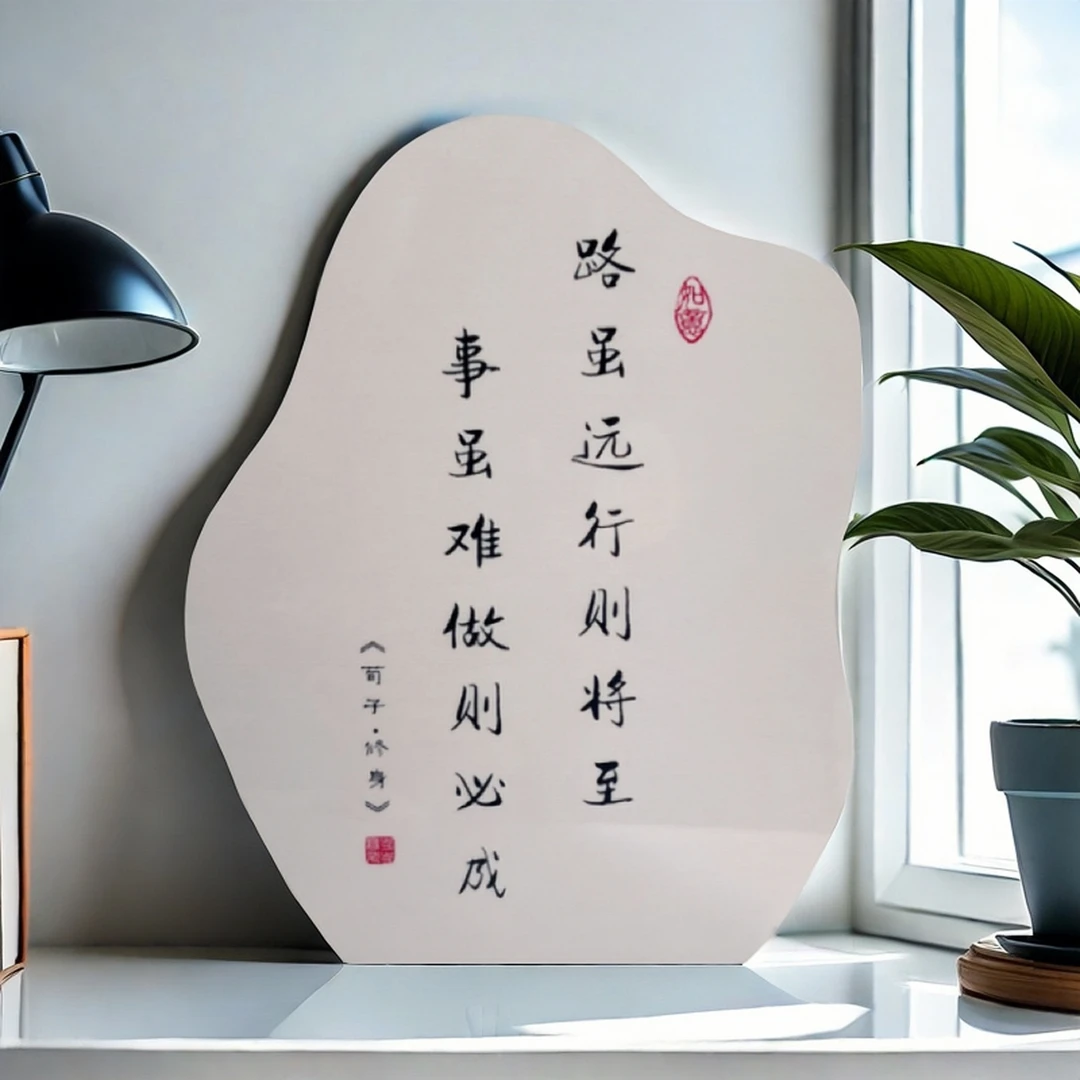 路虽远行则将至励志书法摆件客厅电视柜桌面摆台diy手工成品ins风