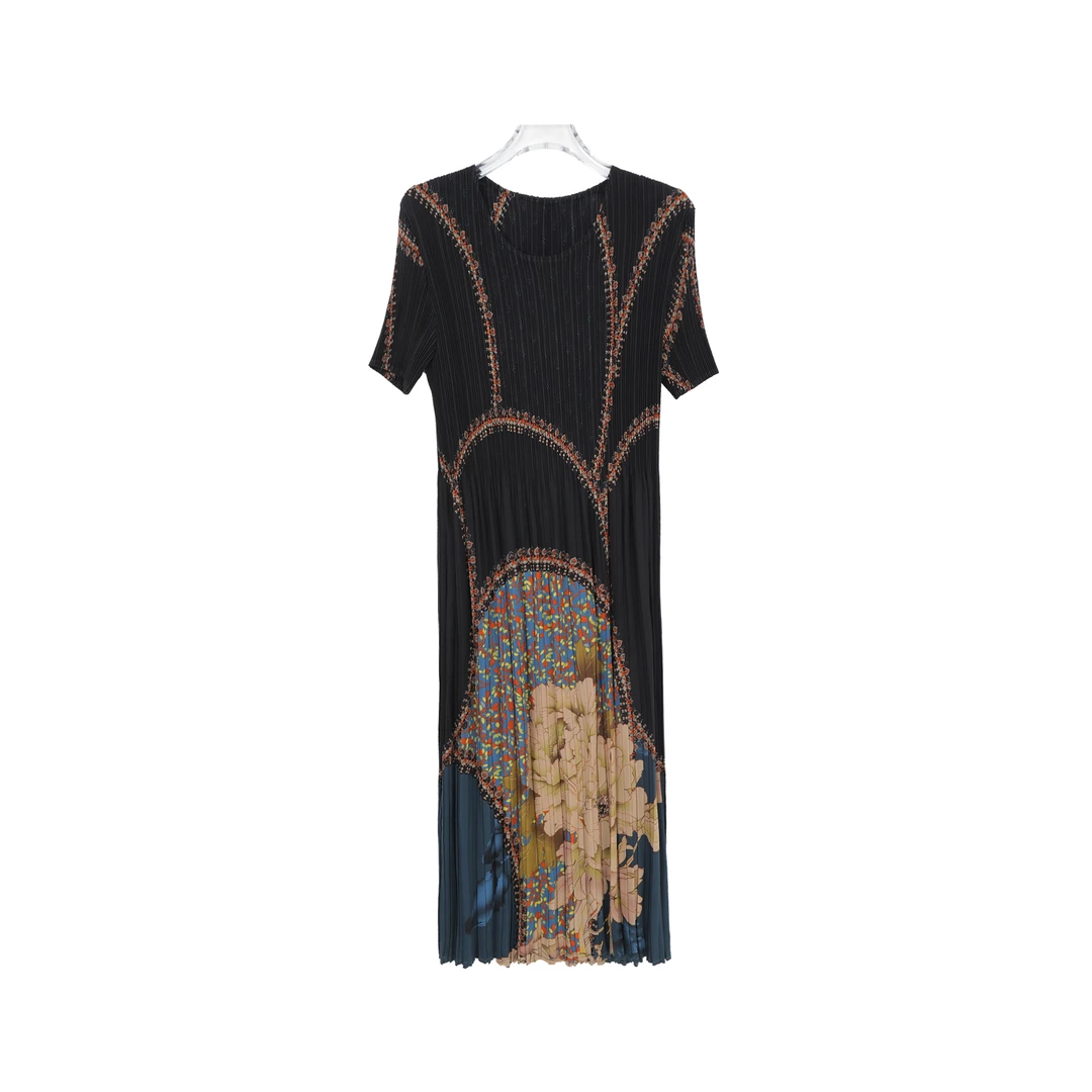 X26546气质百搭显瘦魔术裙花色减龄设计感长裙