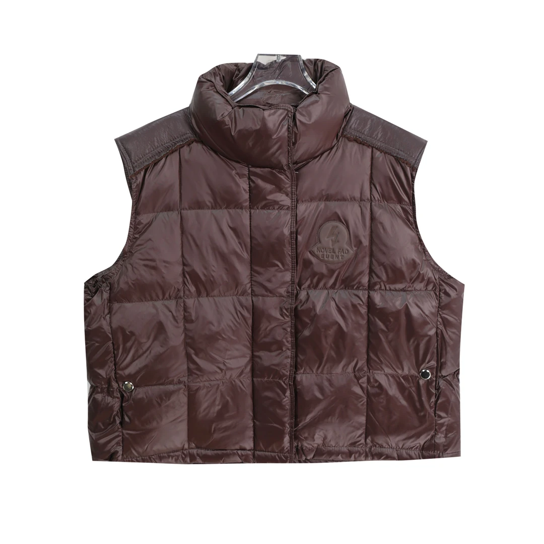 立领压格亮面宽松百搭高级感羽绒短款马甲U58