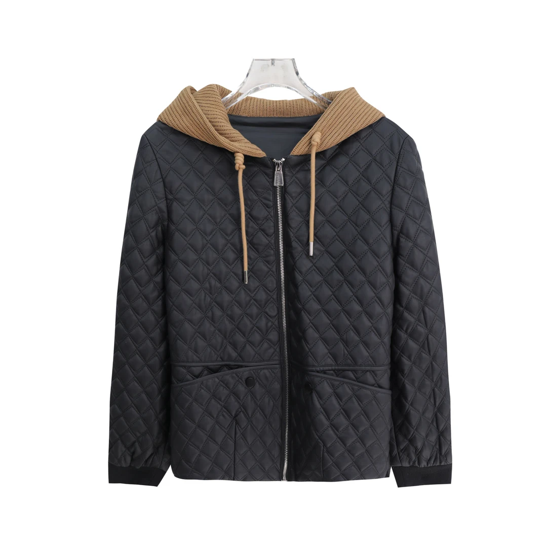 原宿风连帽压格亮面拉链宽松休闲外套S5062