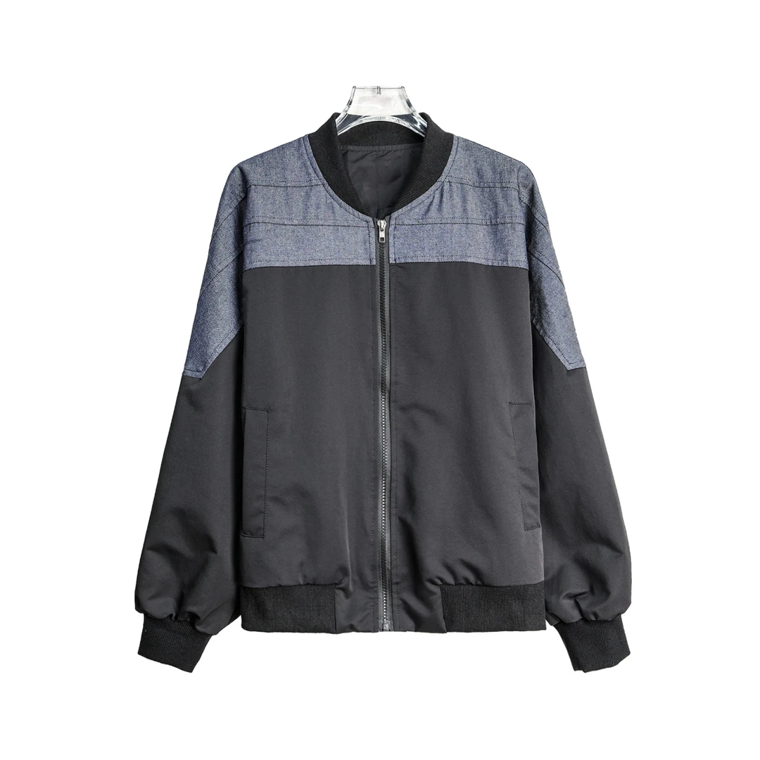 牛仔拼接棒球服休闲短款夹克外套F105