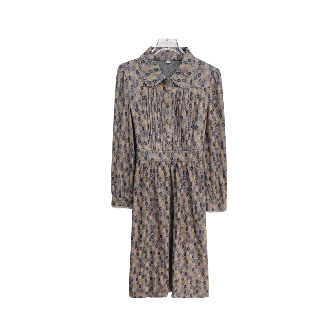 时尚复古女装高级感甜美碎花收腰显瘦连衣裙S4242