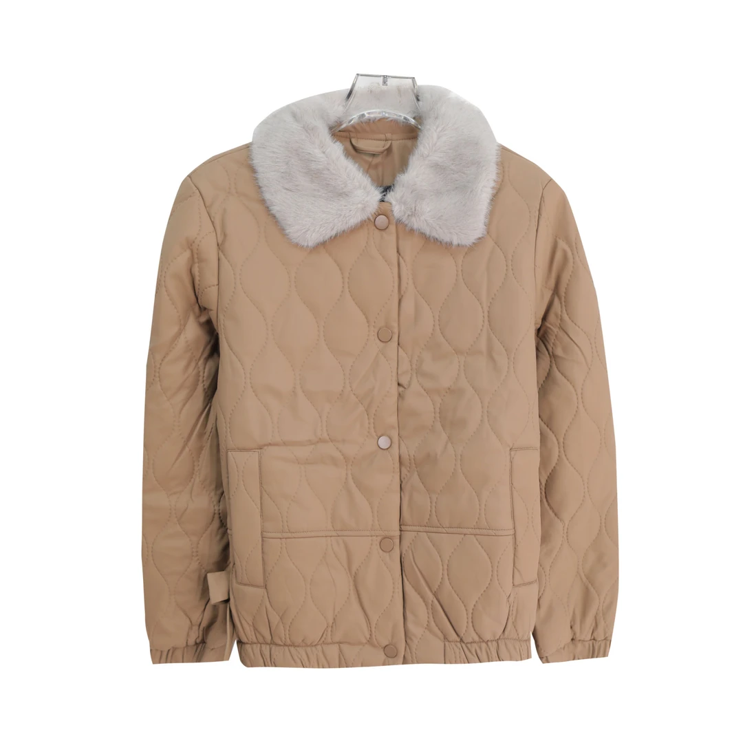 轻薄时尚减龄格纹单排扣加厚短款外套S5057