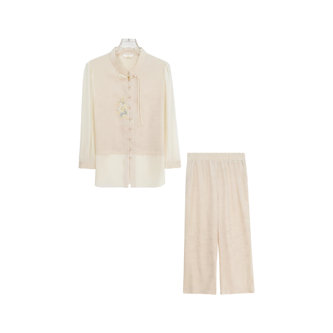 新中式国风气质盘扣提花上衣套装S461