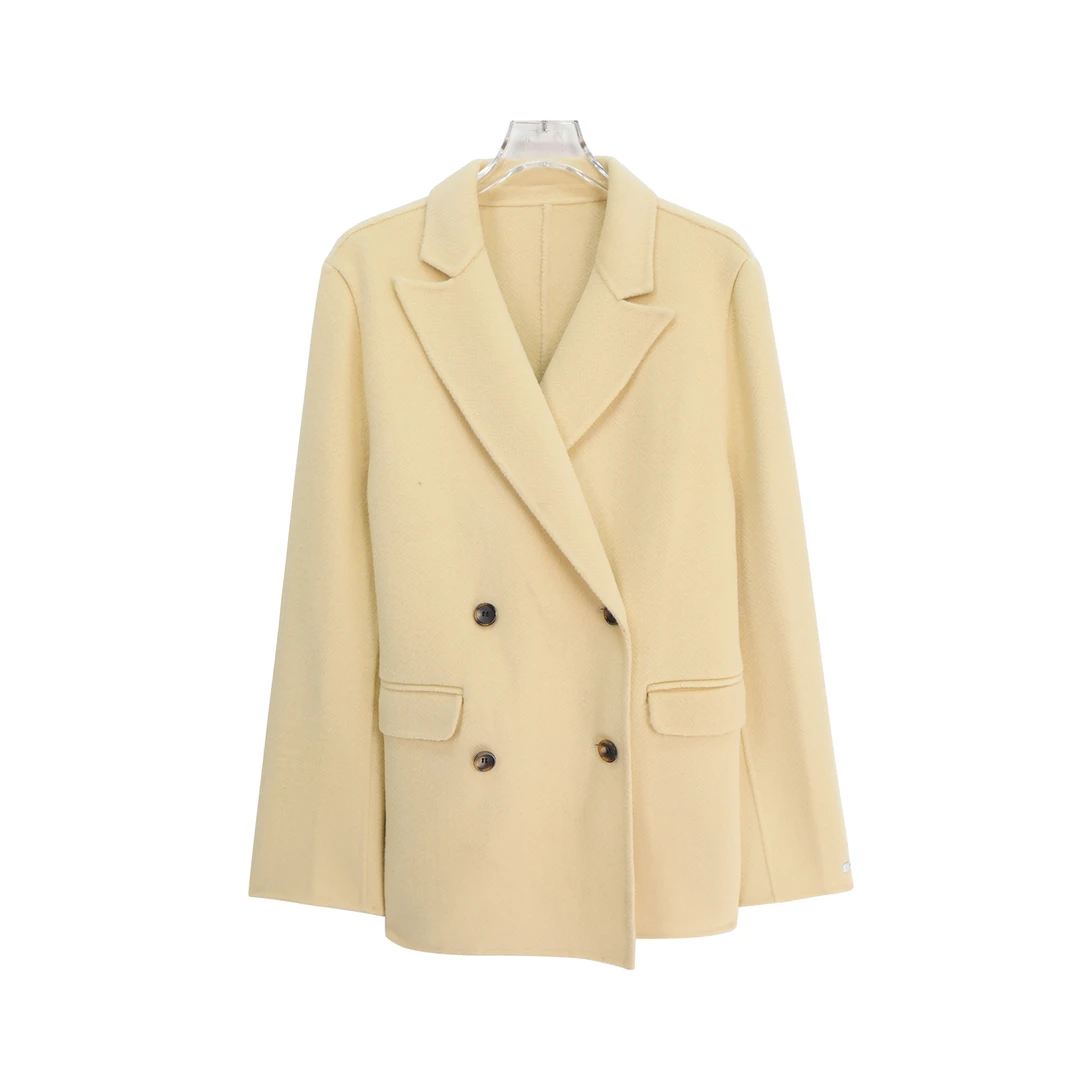 气质优雅双排扣西装毛呢外套S4468