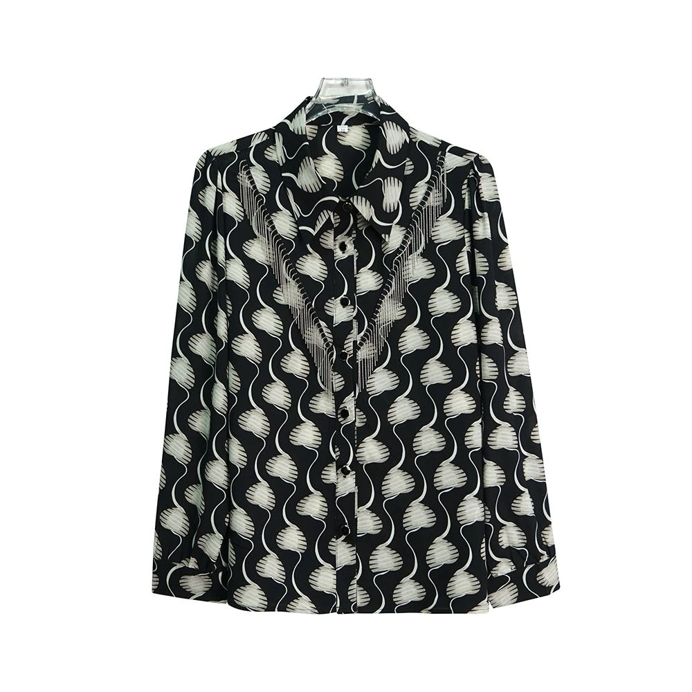 X24172【上新】收腰长袖大码春季流苏衬衫女设计感小众显瘦宽松3Q