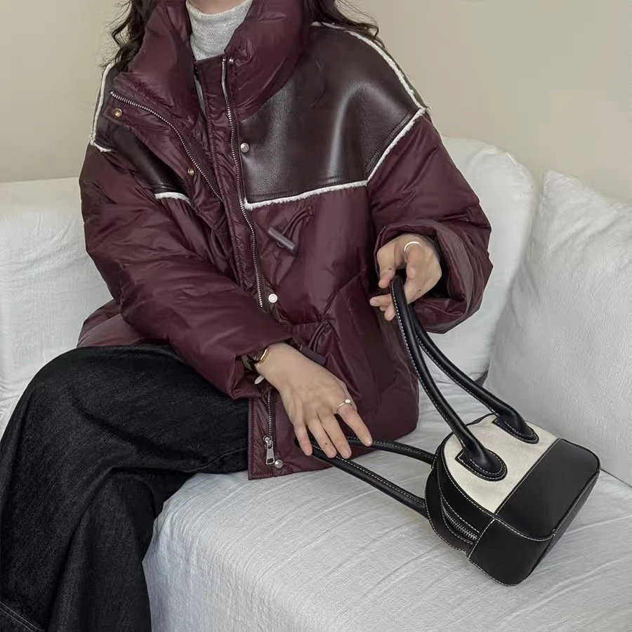 时尚立领拼接短款羽绒服冬季新款加厚面包服外套U269