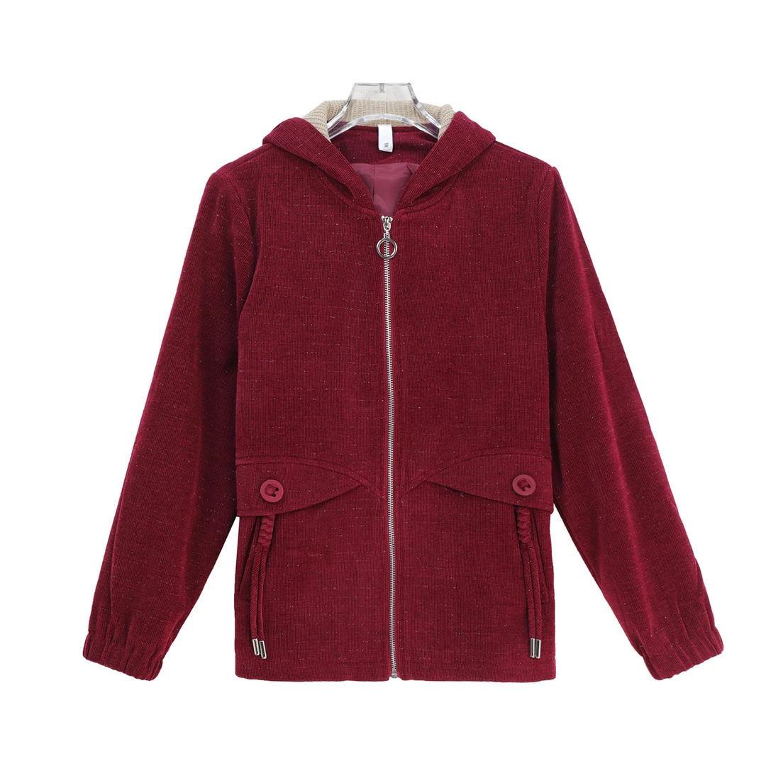 洋气减龄亮闪连帽宽松休闲大方拉链外套S5285