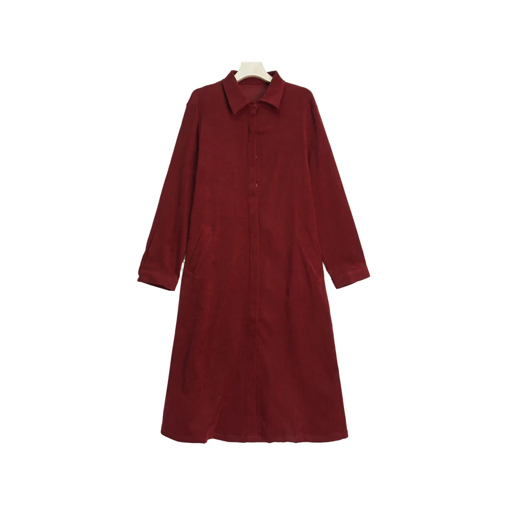 E3071【品牌撤柜】时尚新款 酒红色宽松复古 长袖风衣外套