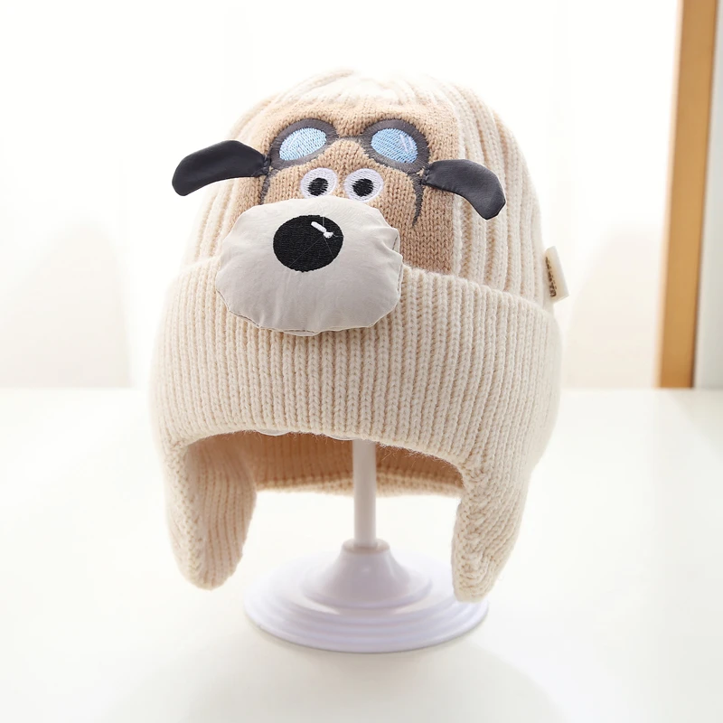 儿童帽子男孩2025新款毛线帽护耳保暖冬天防寒可爱针织帽男童冬季