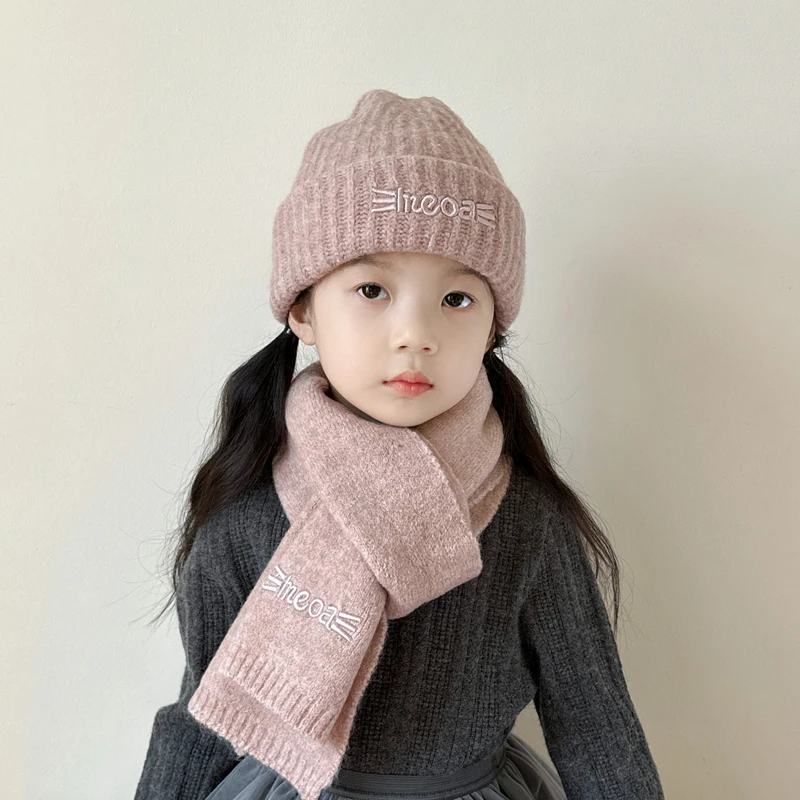 儿童帽子秋冬季女孩2025新款宝宝针织毛线帽围巾女童冬天防寒男童