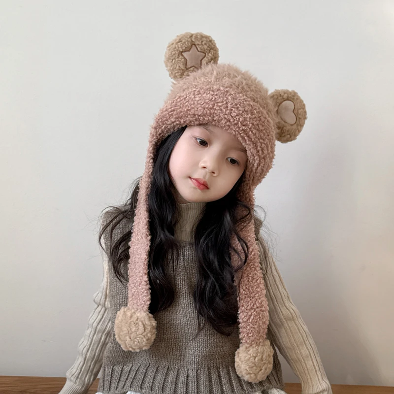 儿童帽子女孩秋冬季女童毛绒帽保暖防寒冬天女孩可爱洋气护耳防风
