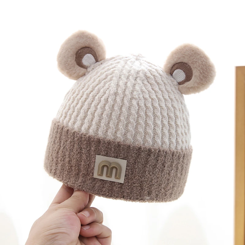 宝宝帽子秋冬季婴幼儿毛线帽一岁冬款男孩男宝针织帽护耳保暖外出