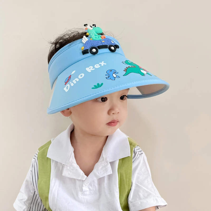 儿童防晒帽男童小恐龙空顶帽宝宝帽子夏季薄款遮阳帽男孩太阳帽