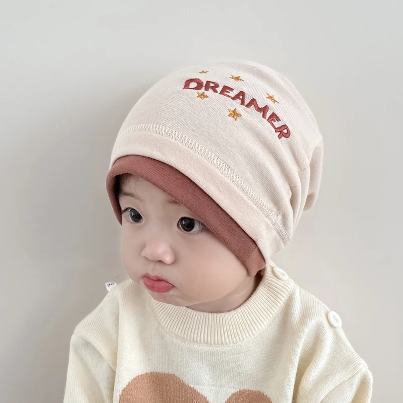 婴儿帽子春秋款套头帽宝宝帽子韩系堆堆帽儿童外出防风男童男孩