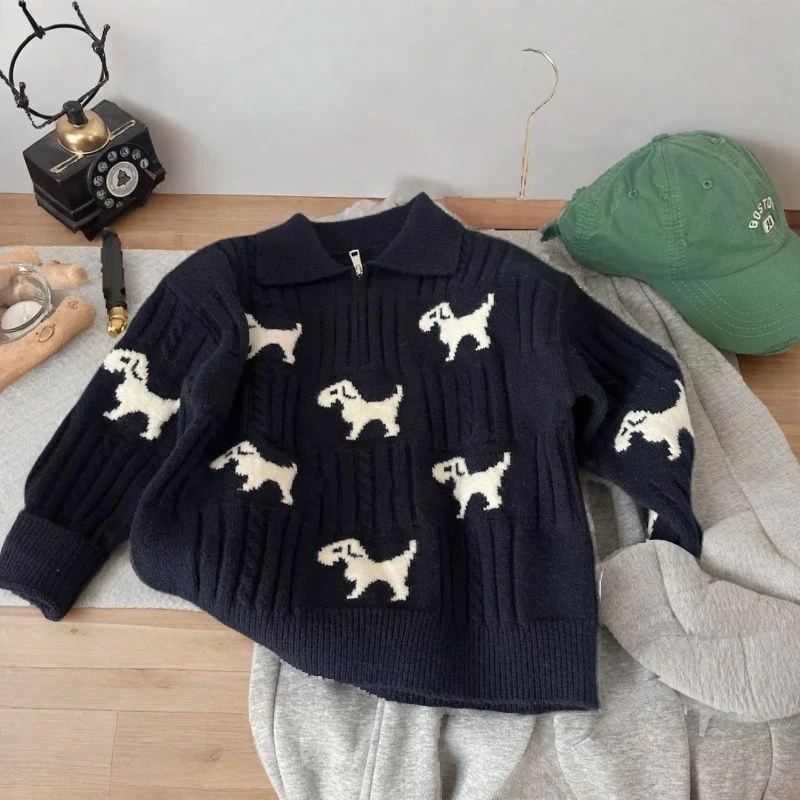 男童polo领毛衣冬装秋冬新款儿童宝宝洋气针织衫保暖上衣冬季童装