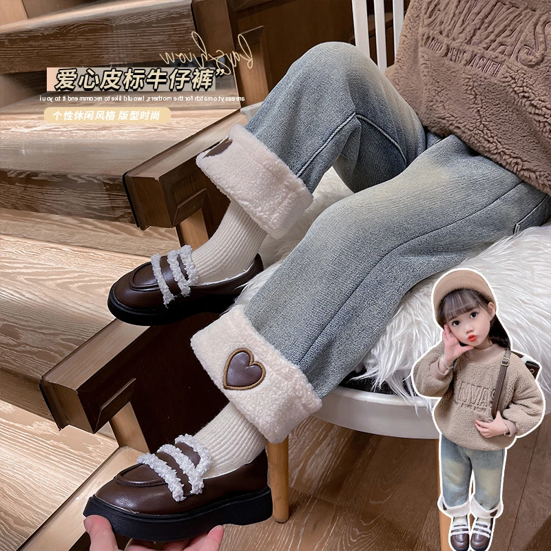 2024秋冬新款加绒牛仔裤