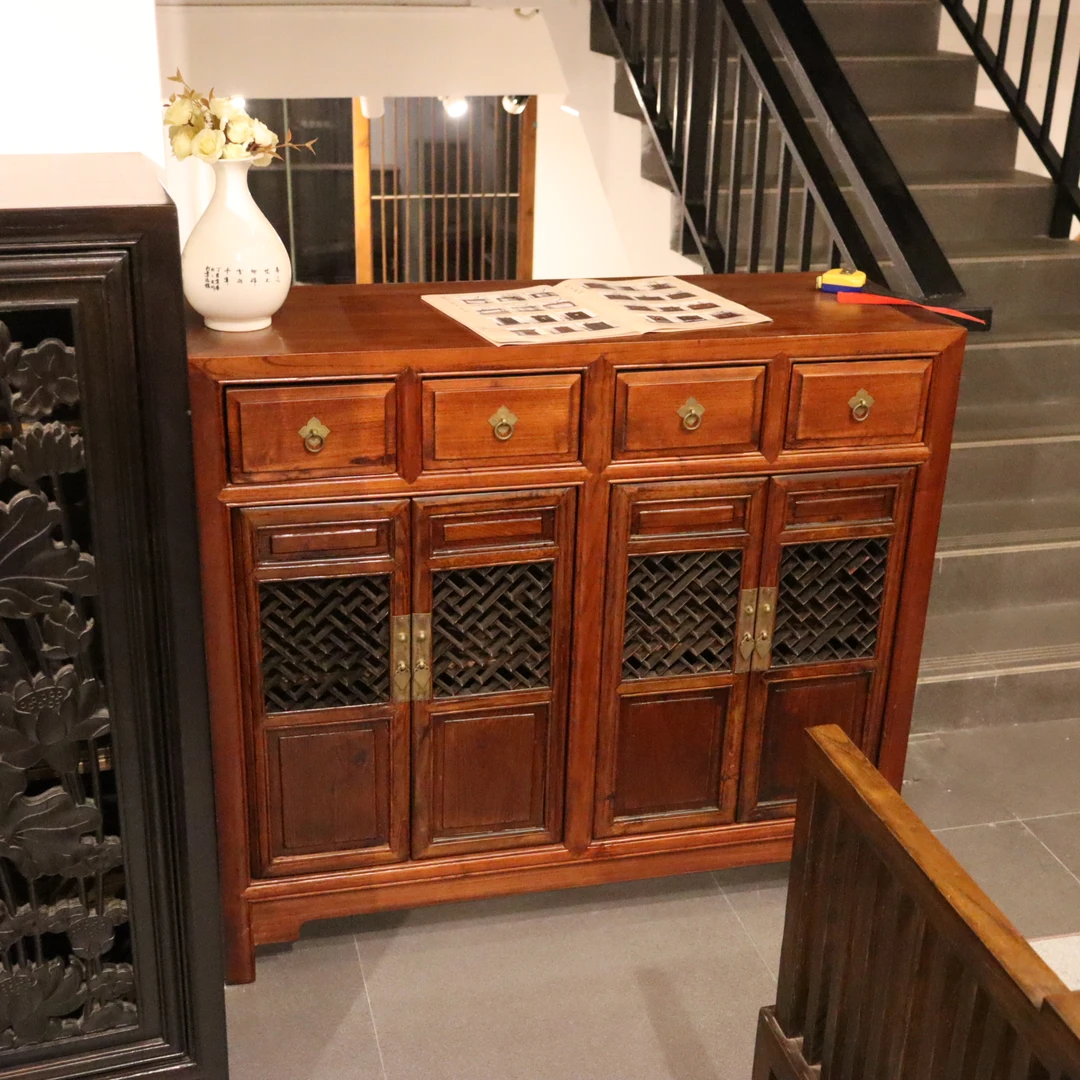 长107*宽38*高92  怀旧复古玄关柜实木仿古鞋柜收纳储物柜门厅